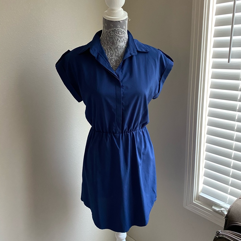 Navy Blue Collared Shirt Dress Size Medium